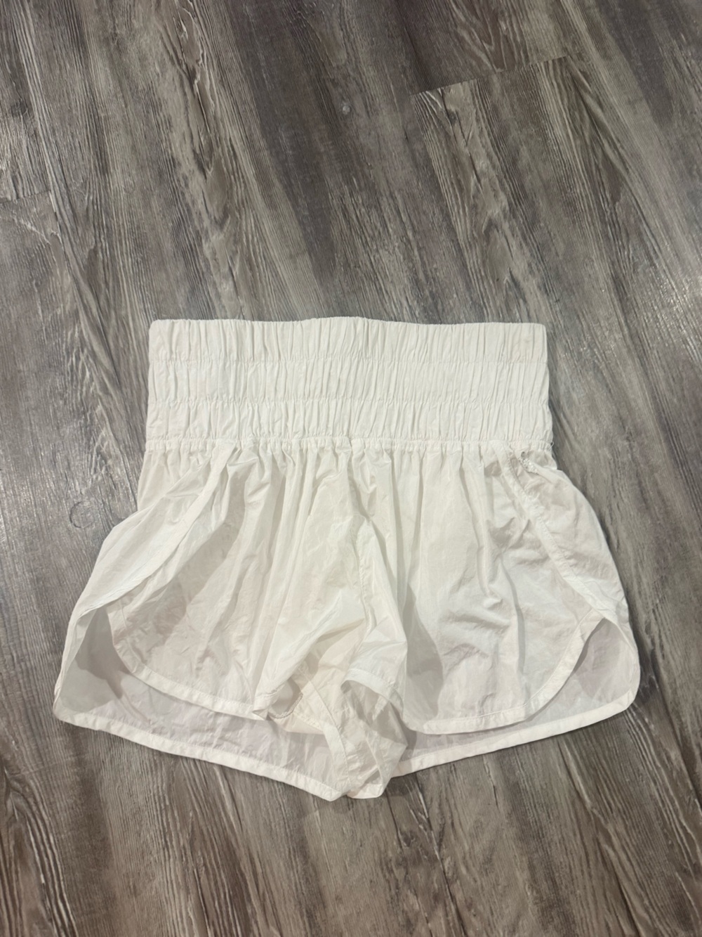 FP Movement by Free People White Smocked-Waist Athletic Shorts